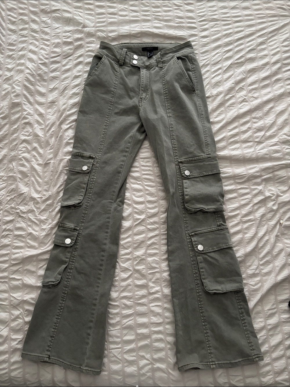 Forever 21 Olive Green Cargo Flare Pants